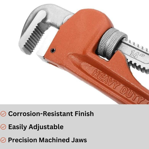 Y&Y Decor 10-inch pipe wrench showing heavy-duty build for demanding jobs