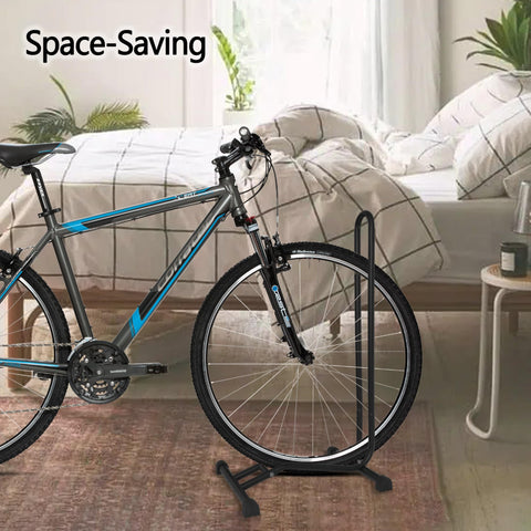 YYDS bike stand close-up highlights sturdy steel construction and rust-resistant coating.