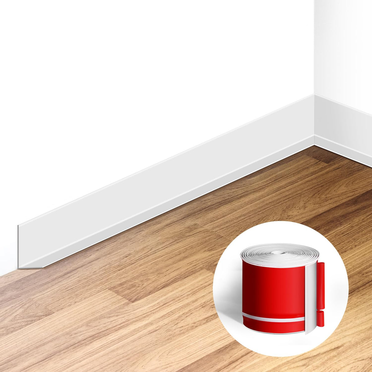 YYGCL flexible baseboard trim close-up showing easy adhesive install and seamless finish.