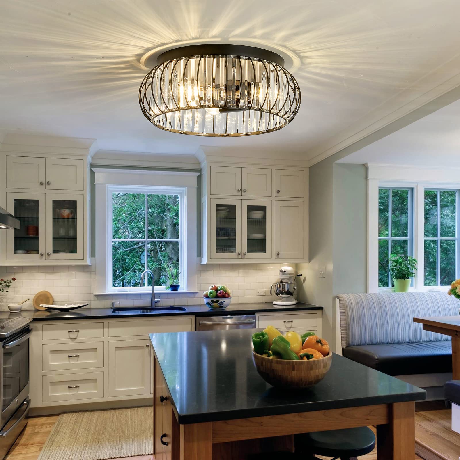 YYJLX three-light flush mount bedroom soft glow creates relaxing evenings.