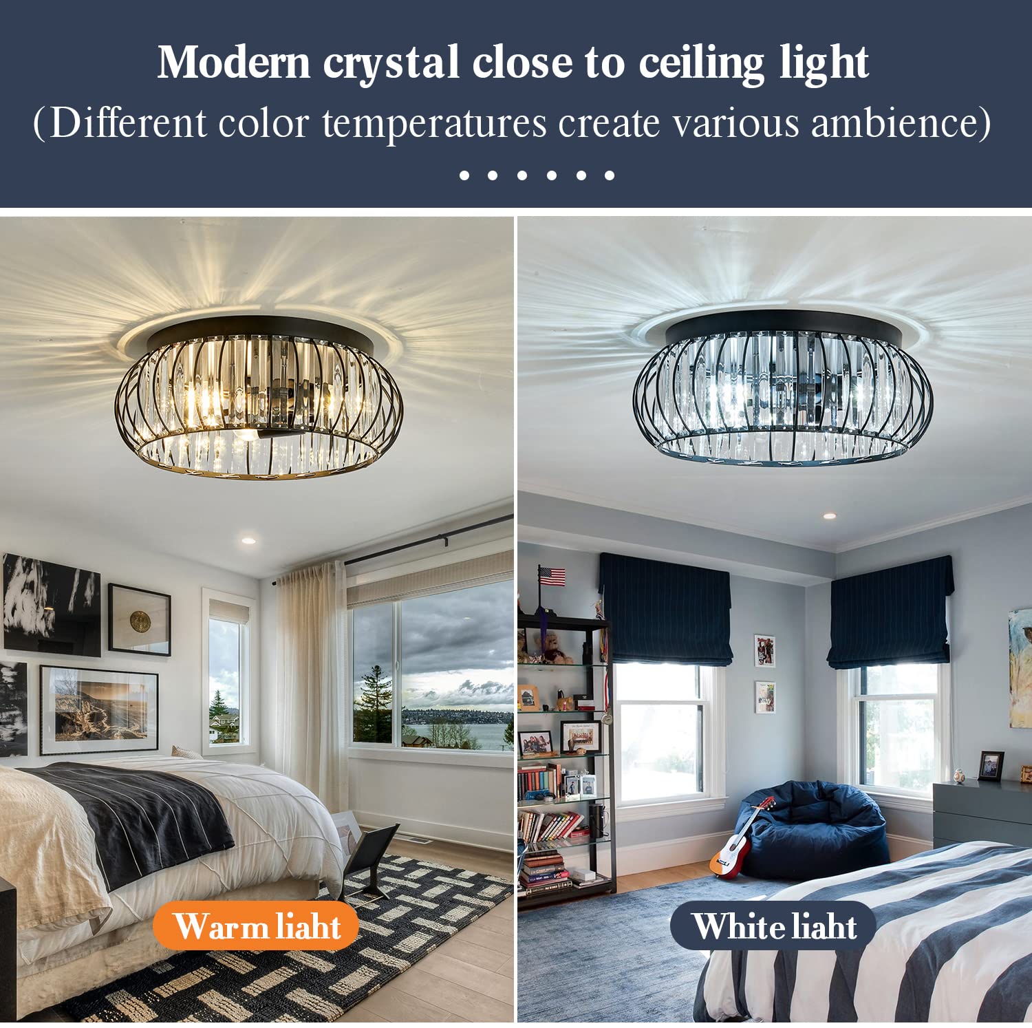YYJLX three-light flush mount is compatible with dimmable bulbs for mood lighting.