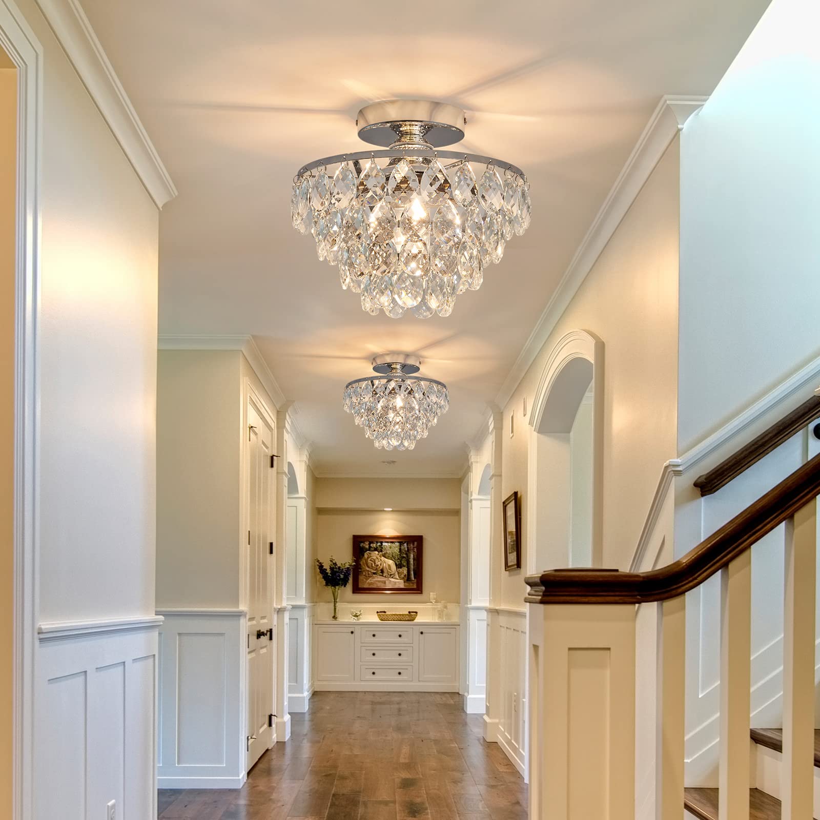 YYJLX bathroom-friendly ceiling light with crystal accents for elegant baths