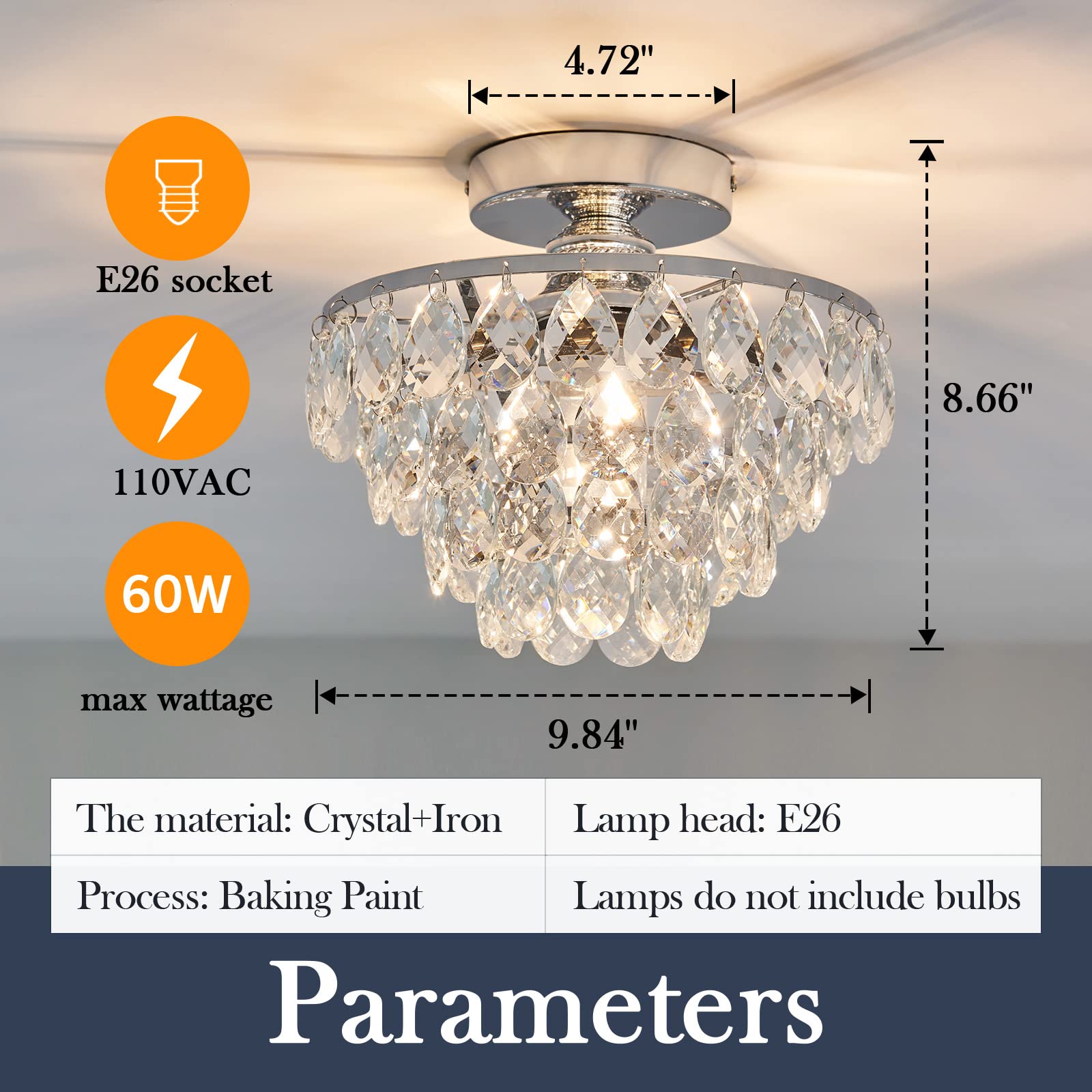 YYJLX crystal chandelier with chrome finish in bedroom; enhances cozy, ambient lighting
