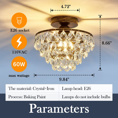 YYJLX crystal chandelier semi-flush mount modern design