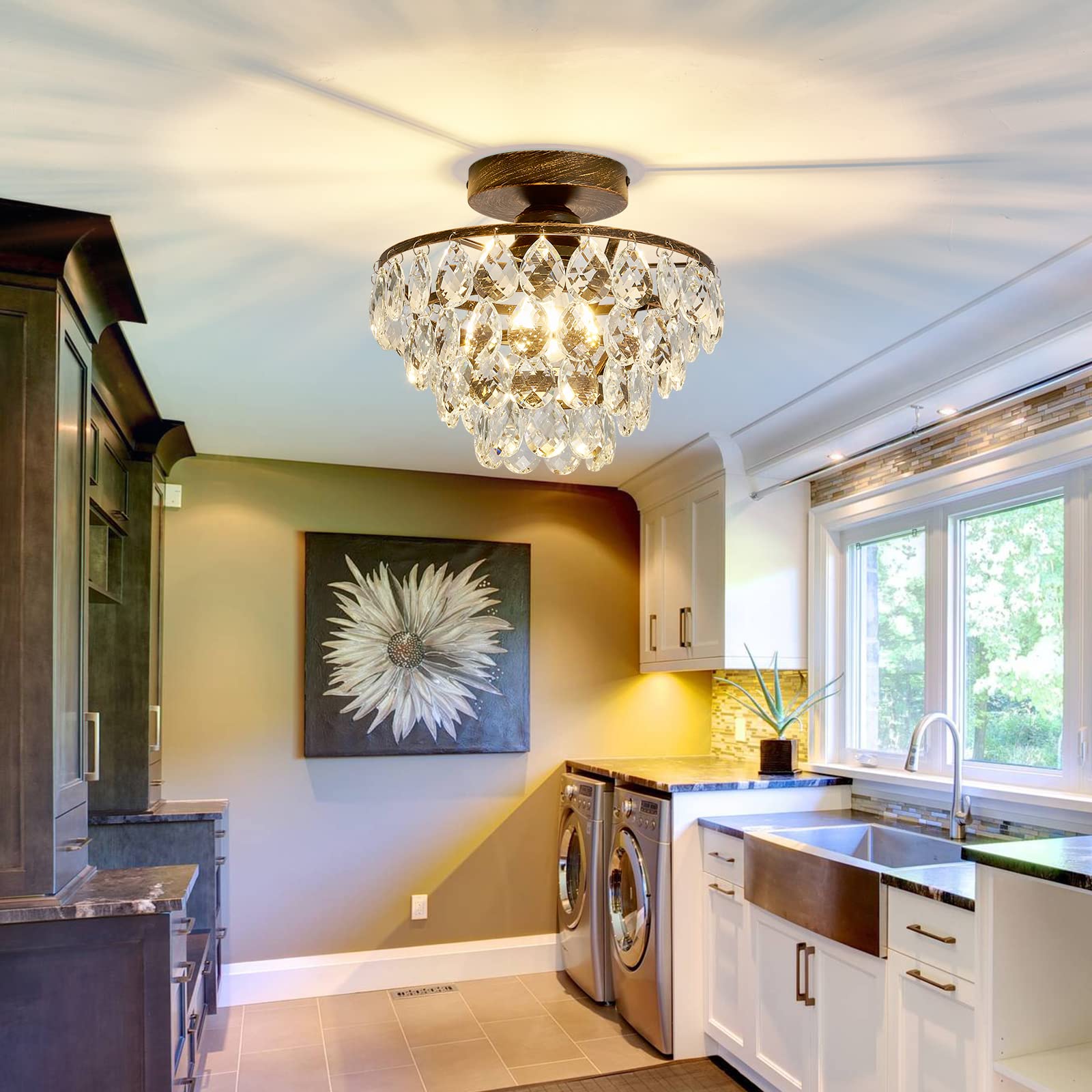 YYJLX crystal chandelier vintage-meets-modern finish enhances room accents