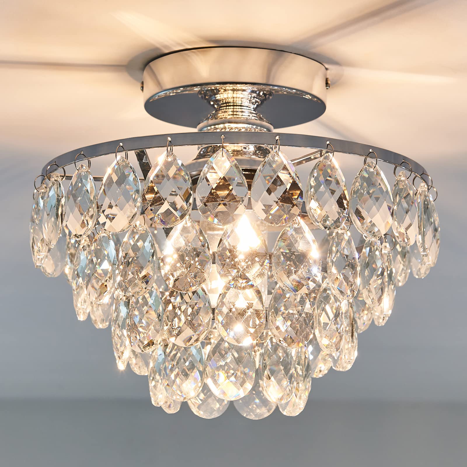 YYJLX crystal chandelier closeup with chrome finish, sparkling crystals for elegant spaces