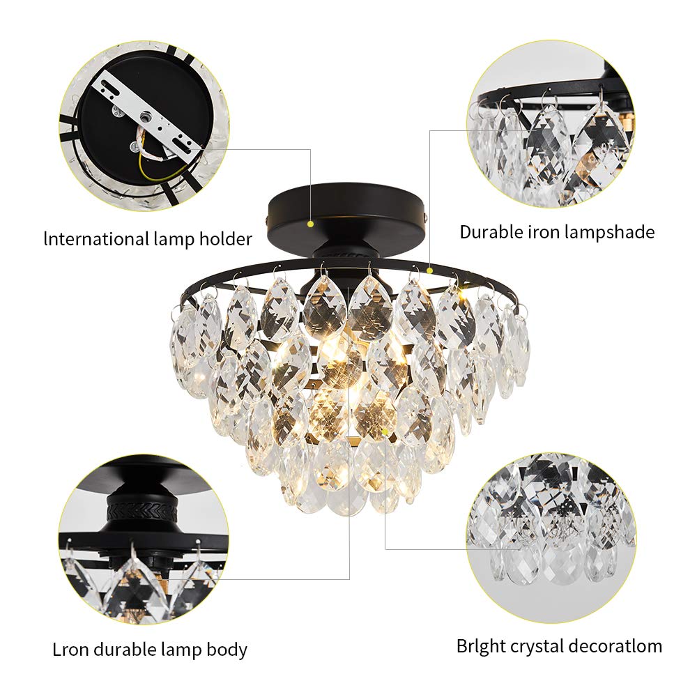 YYJLX crystal ceiling light includes hardware for easy installation.