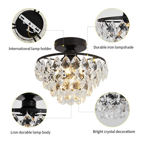YYJLX crystal ceiling light includes hardware for easy installation.