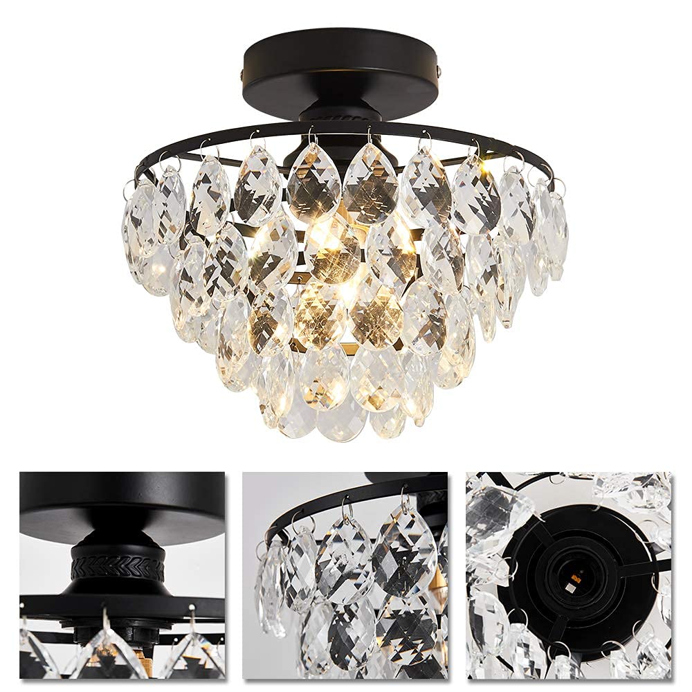 YYJLX crystal ceiling light in bedroom adds refined focal point.