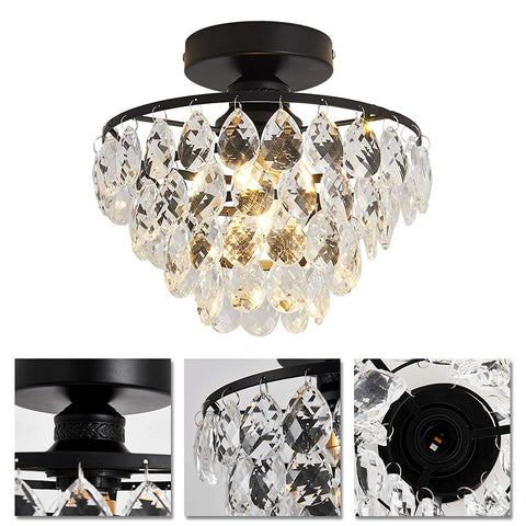 YYJLX crystal ceiling light in bedroom adds refined focal point.