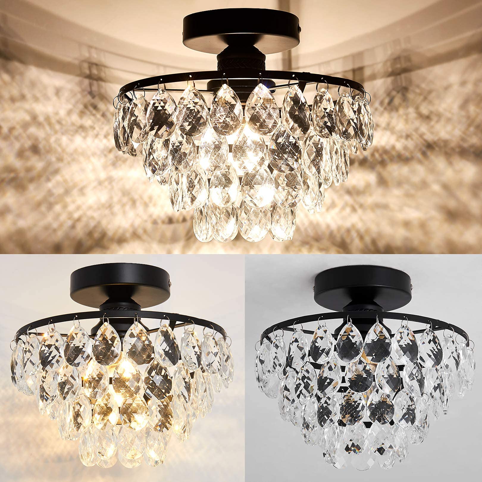 YYJLX crystal ceiling light in hallway creates inviting ambient lighting.