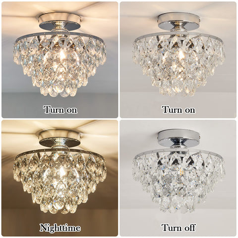 YYJLX small crystal chandelier shows elegant crystal strings and included hardware for easy assembly