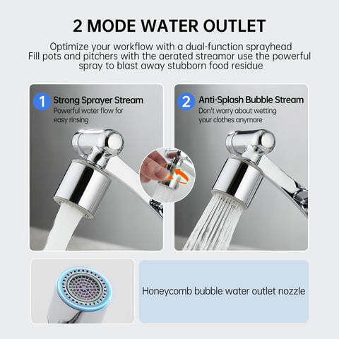 YYKBZ dual-speed sprayer enables precise water flow for cooking and cleaning.