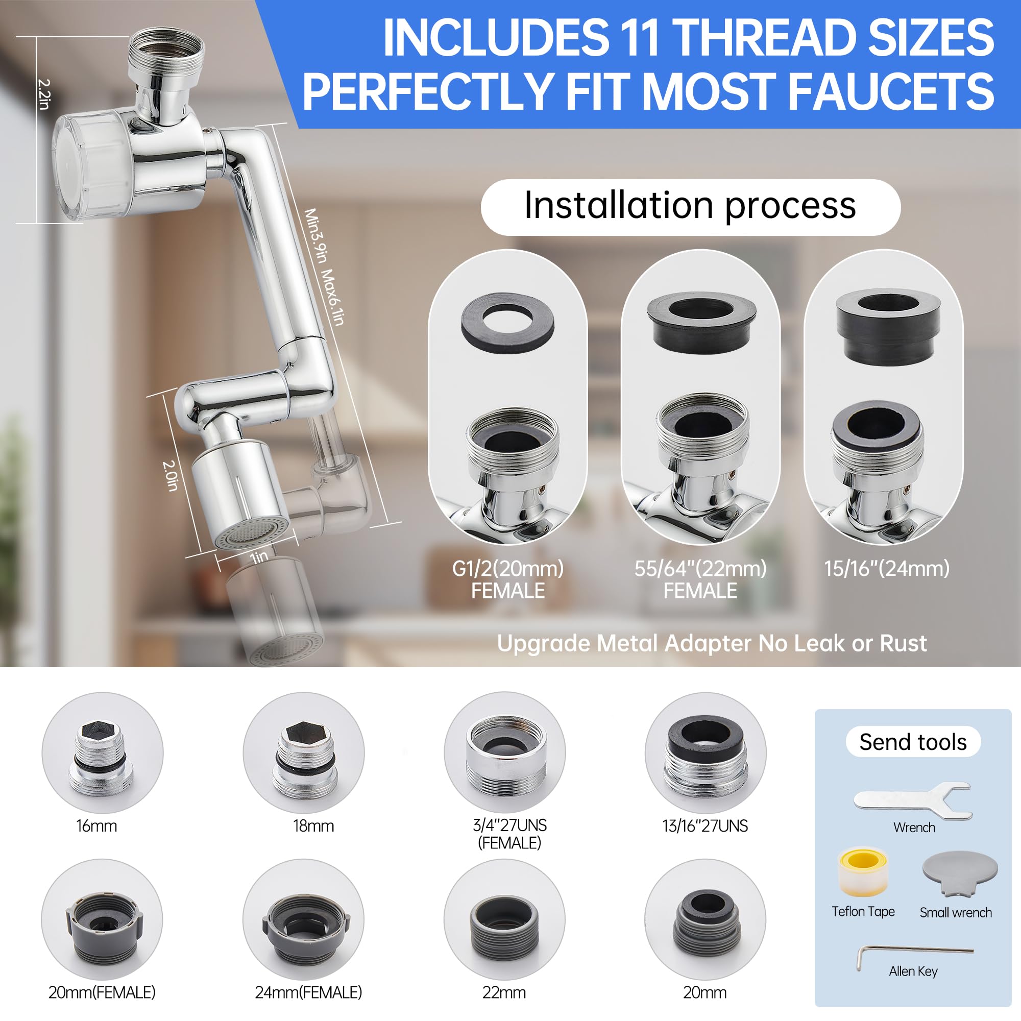 YYKBZ power shower mode delivers a strong stream for dishes and produce