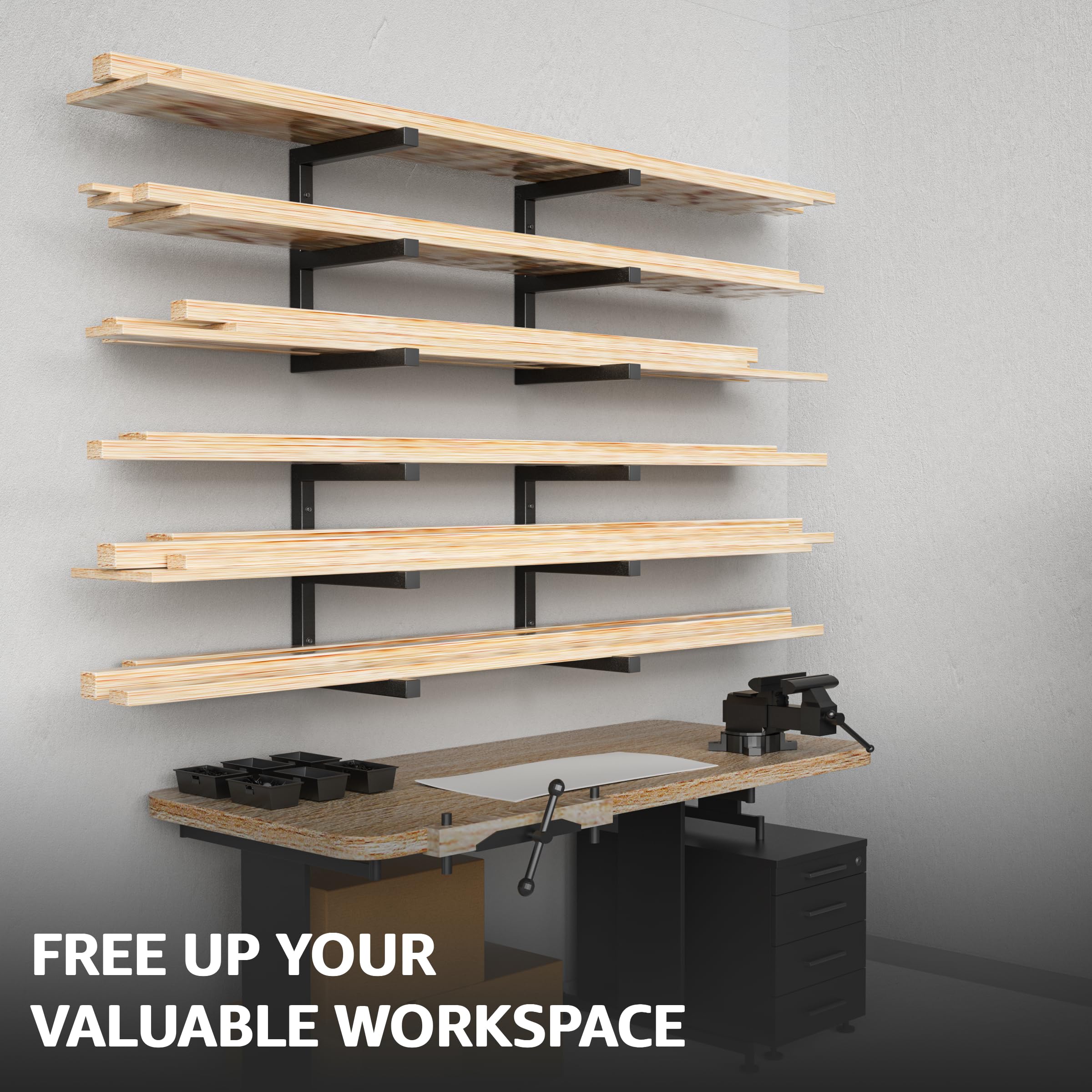 YYR 1200 lbs capacity lumber rack supports heavy lumber and tools