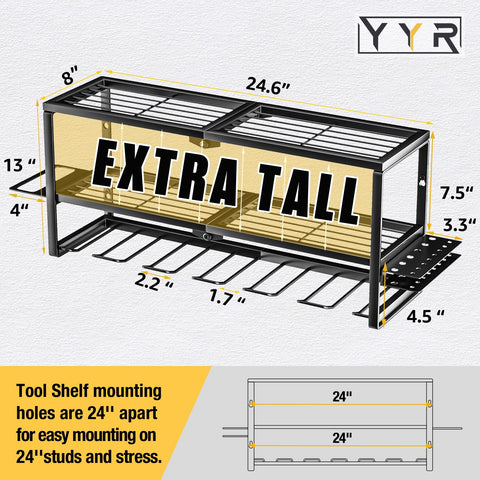 YYR drill hanger slot spacing accommodates common cordless drills for quick access