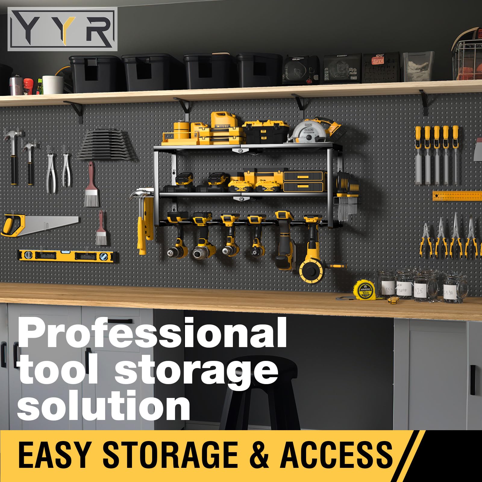 YYR wall-mount installation hardware included for quick, secure setup