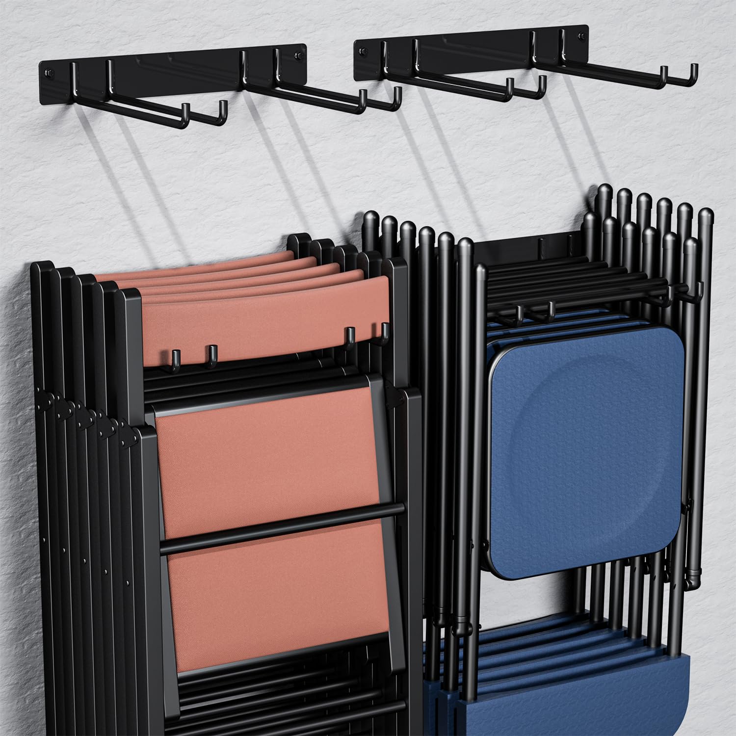 YYR folding chair storage rack wall mount keeps chairs organized and off the floor.