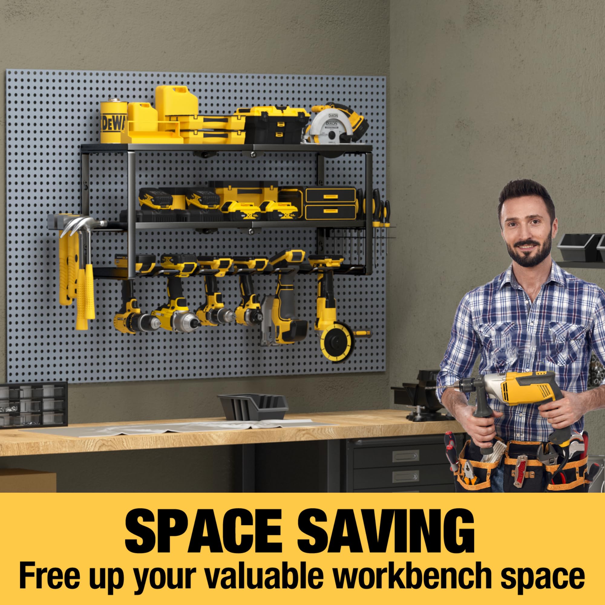 YYR garage organization solution ideal for workshop, shed, or pegboard setups