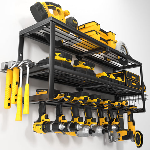 YYR heavy-duty power tool organizer wall mount showing organized storage and durability