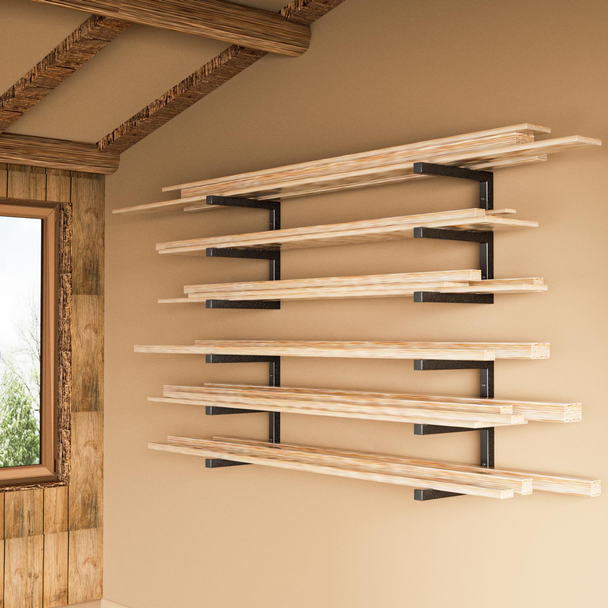 YYR space-saving wall storage freeing up floor space in a garage