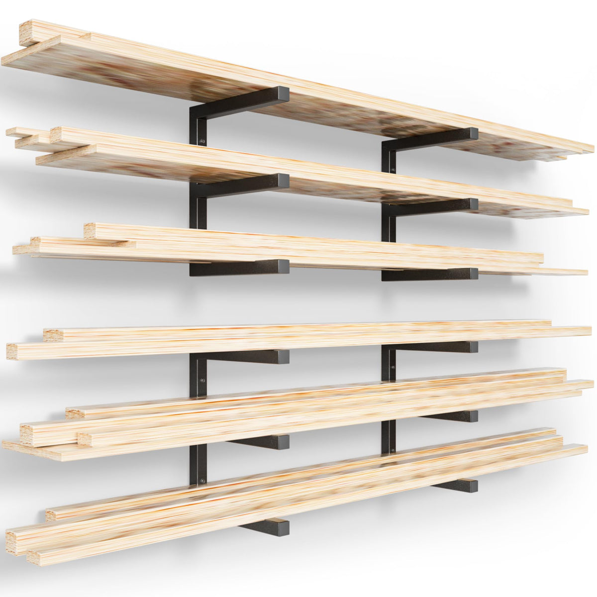 YYR wood organizer wall mount storing long items like lumber and ladders