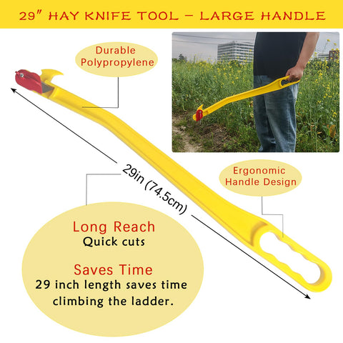 YYYSITZ hayknife in use on a frozen hay bale for tough cuts.