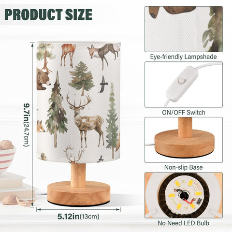 YYZZH table lamp watercolor forest bear brightens living room ambience