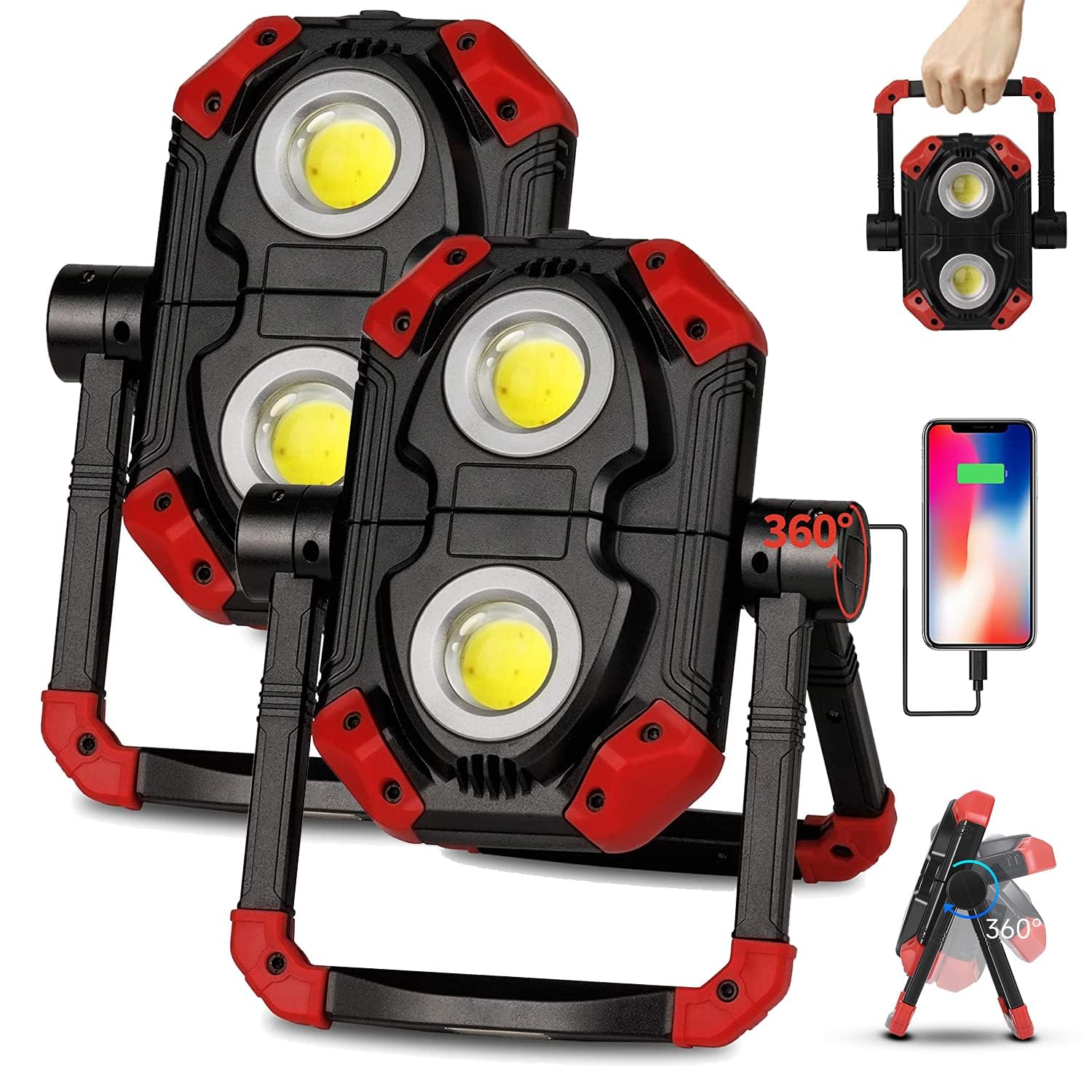 Yzoni LED work light with 2 COB output for bright two-sided illumination.
