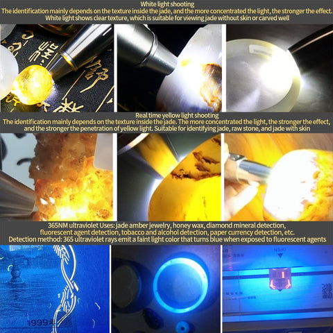 YZYOE jade gemstone appraisal light clearly highlights gemstone details.