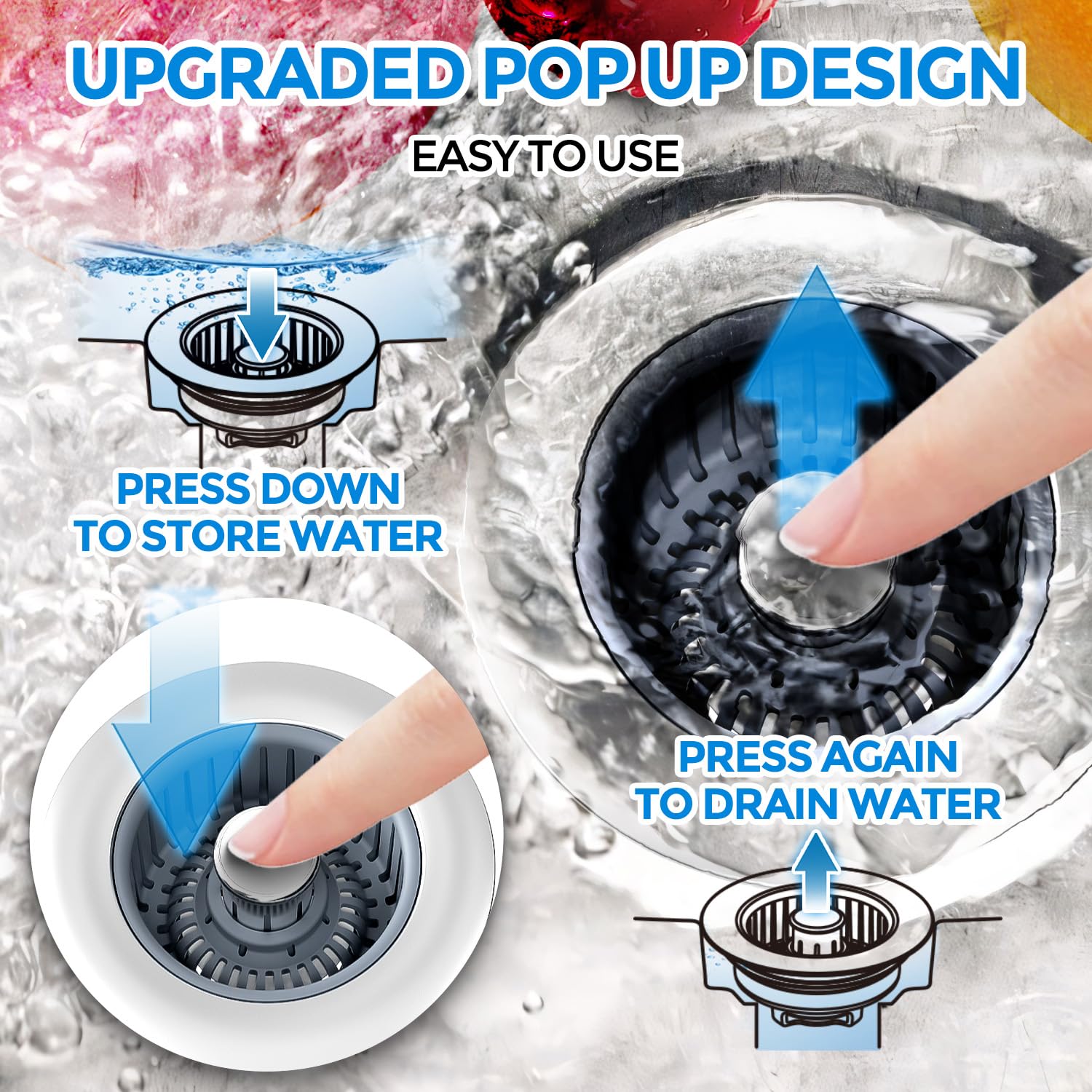 zaa 2-pack anti-clogging basket filters leftovers to prevent clogs