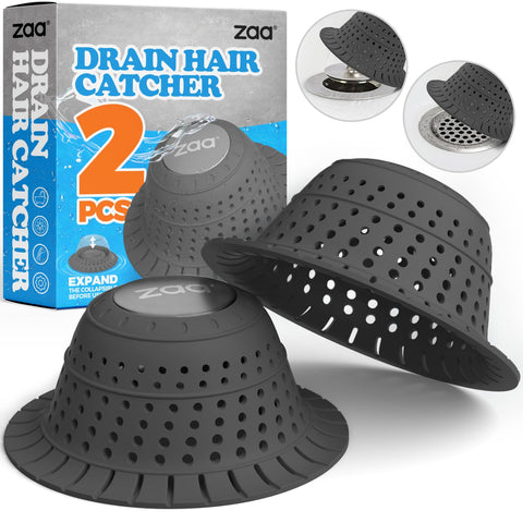 zaa Bathtub Drain Hair Catcher dome catching hair while keeping water flowing