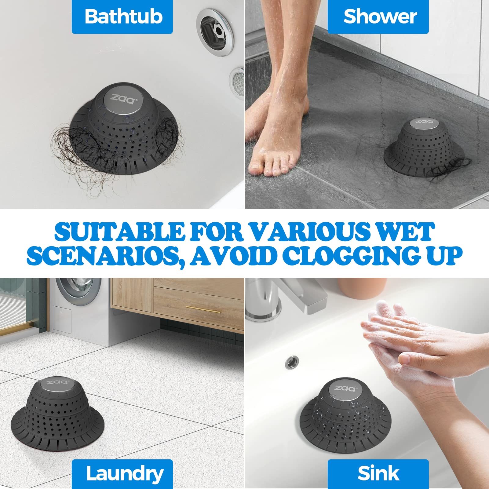 zaa Collapsible silicone drain protector enables easy cleanup and quick restoration to dome shape