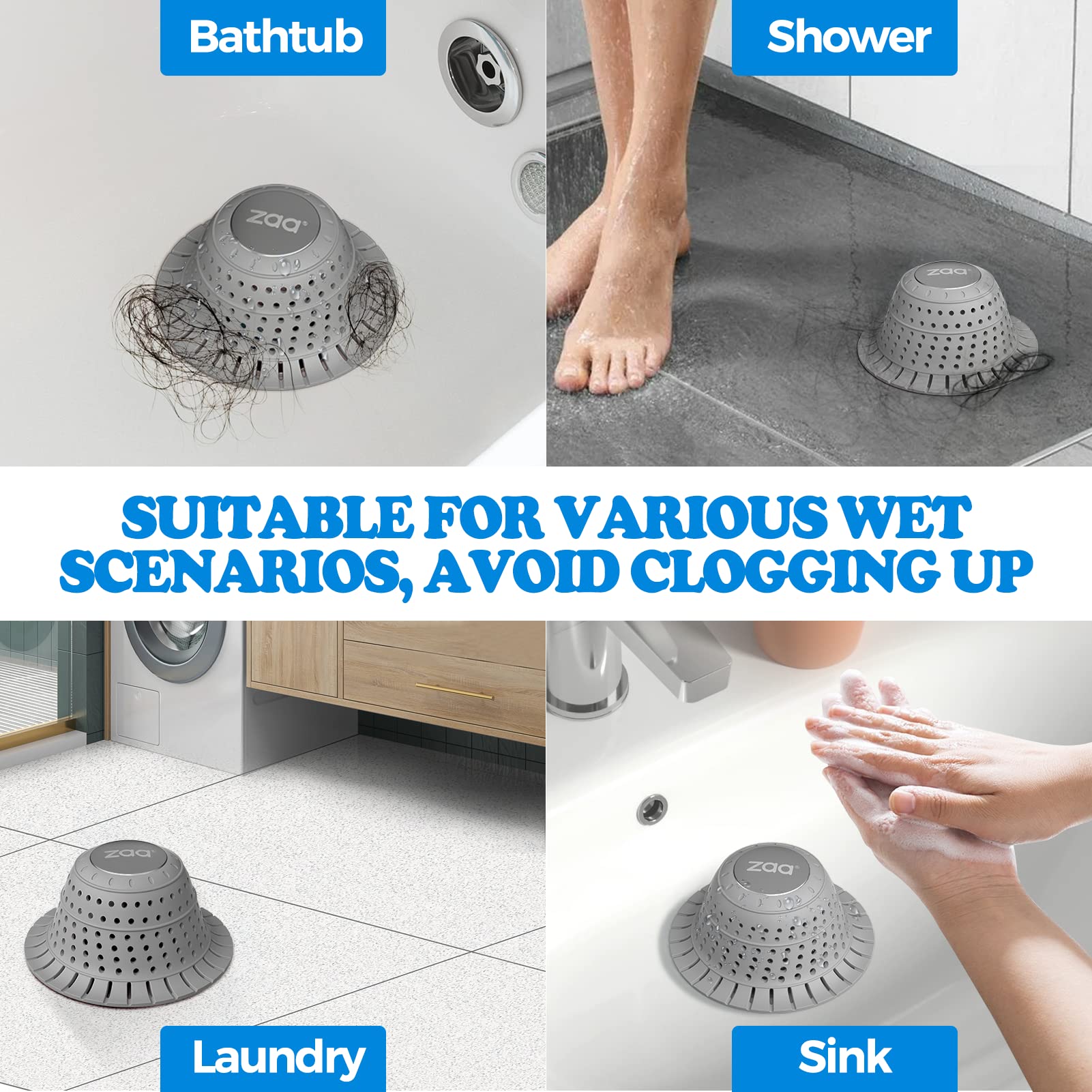 zaa collapsible silicone drain protector easy to clean and store after use.