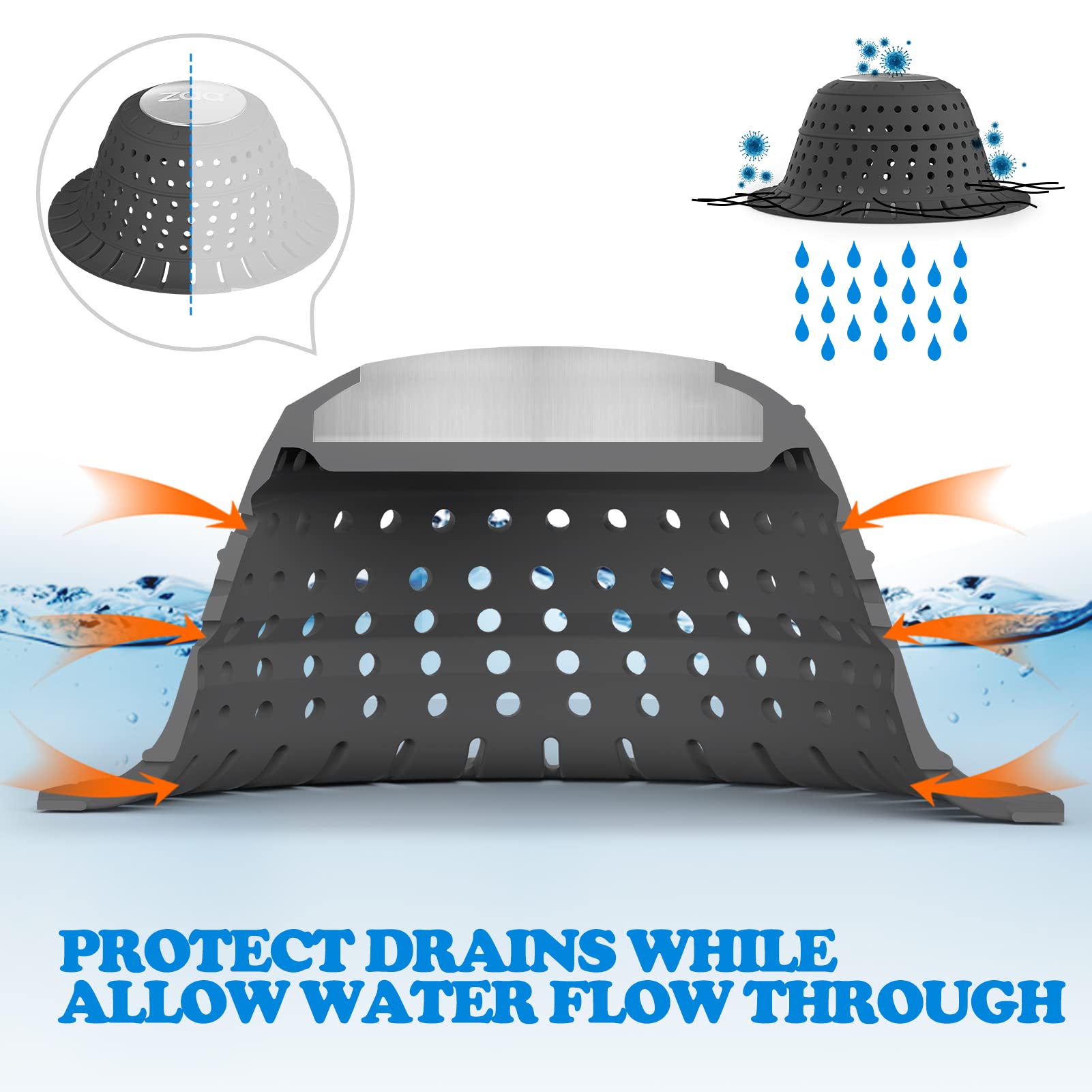 zaa Easy-install dome design simplifies weekly drain maintenance