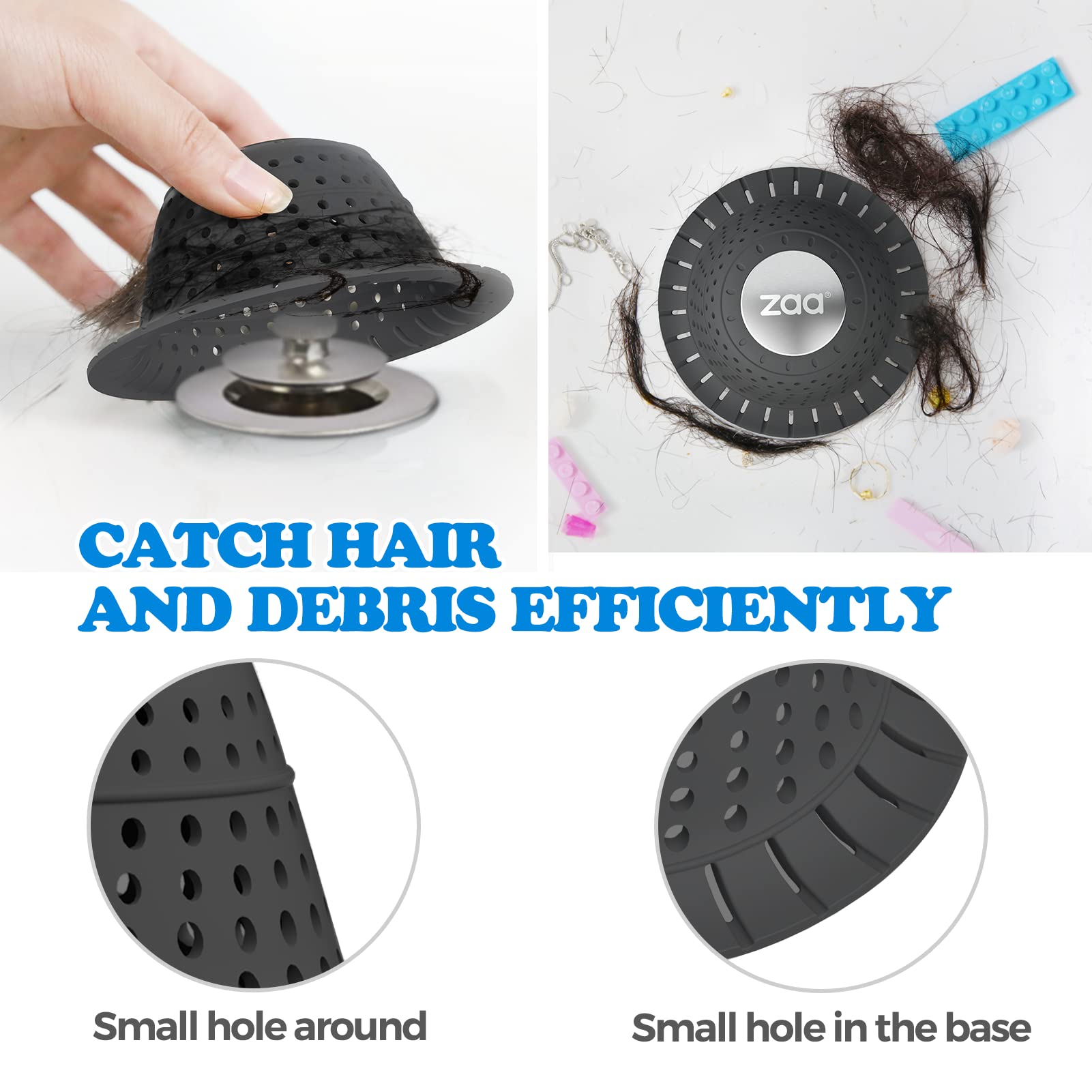 zaa Stainless-weighted base keeps the protector in place for hassle-free drains