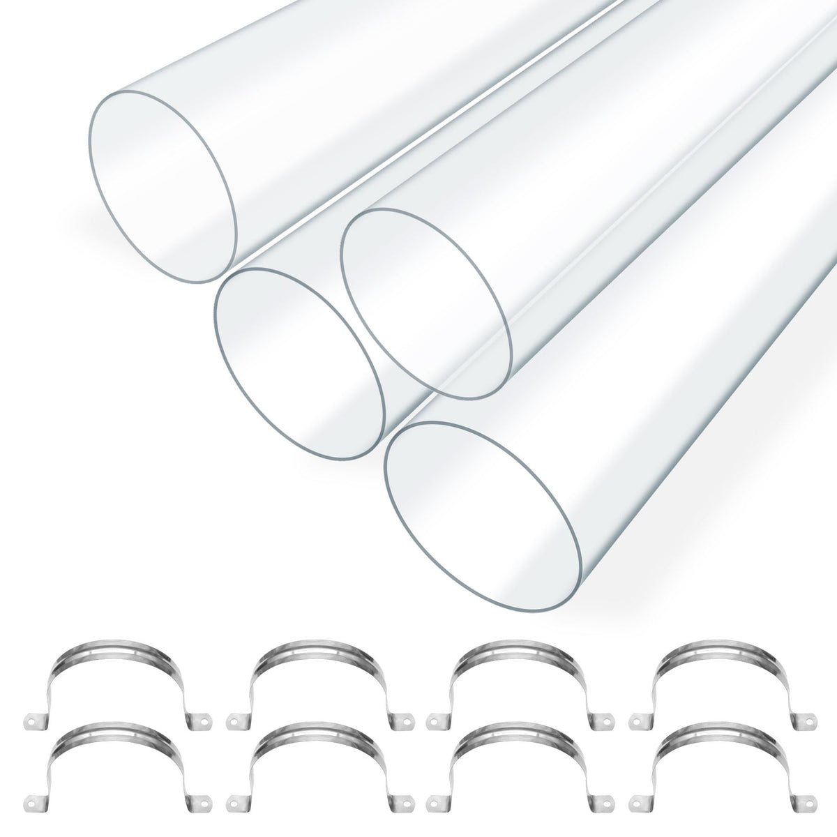 Zadery clear PC pipe 4x36 with stainless steel hangers ideal for dust collection