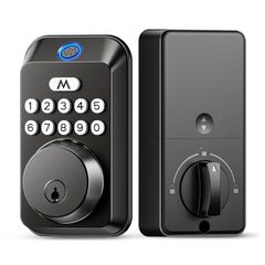 Zafano fingerprint door lock front view with matte black finish for secure keyless access