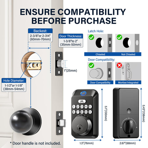 Zafano matte-black finish door lock shows premium hardware and durability