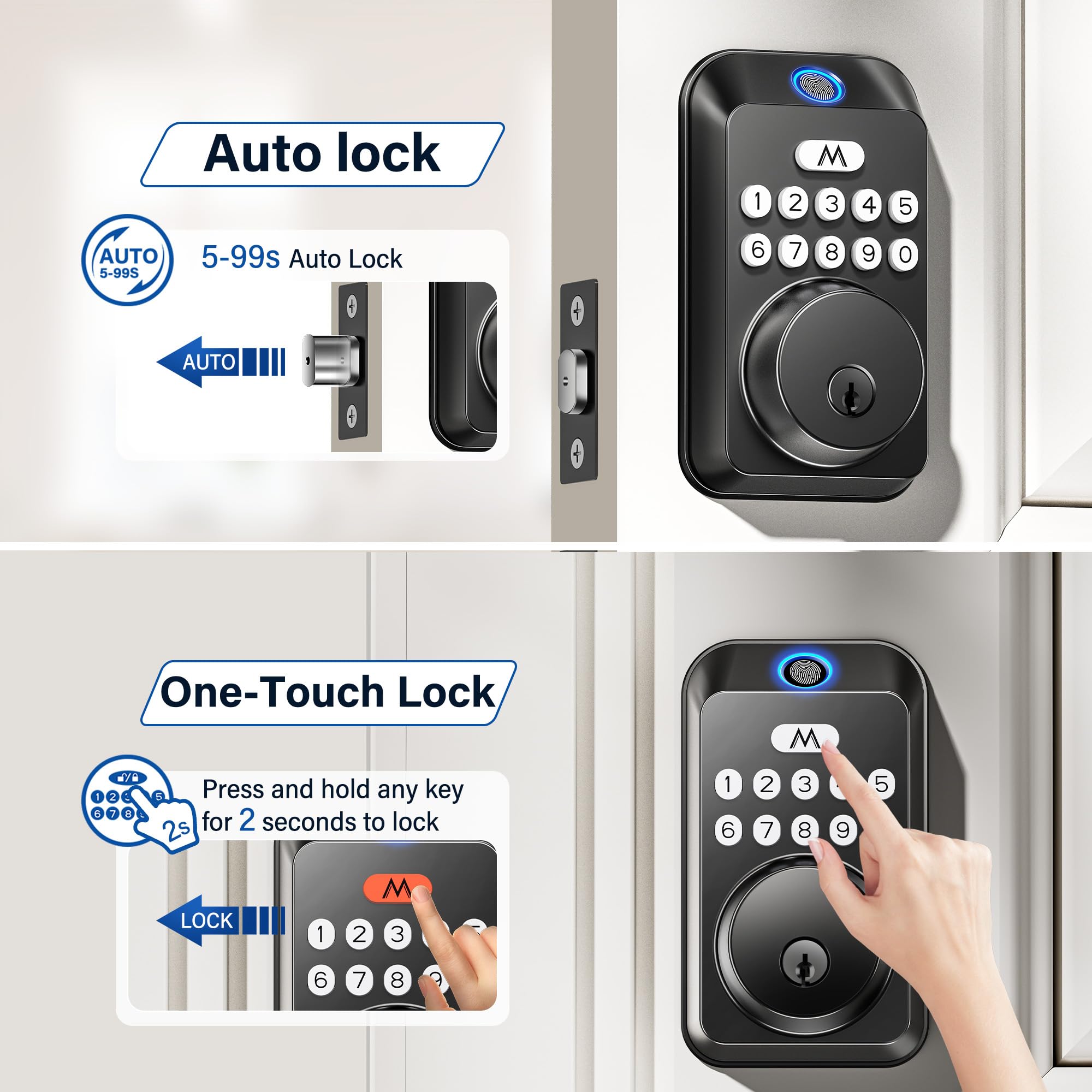 Zafano fingerprint door lock one-time codes for guests or deliveries
