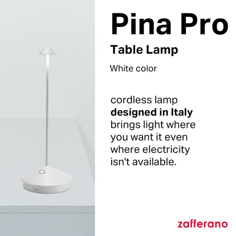 Zafferano Pina Pro lamp with touch-control base for easy brightness adjustments.