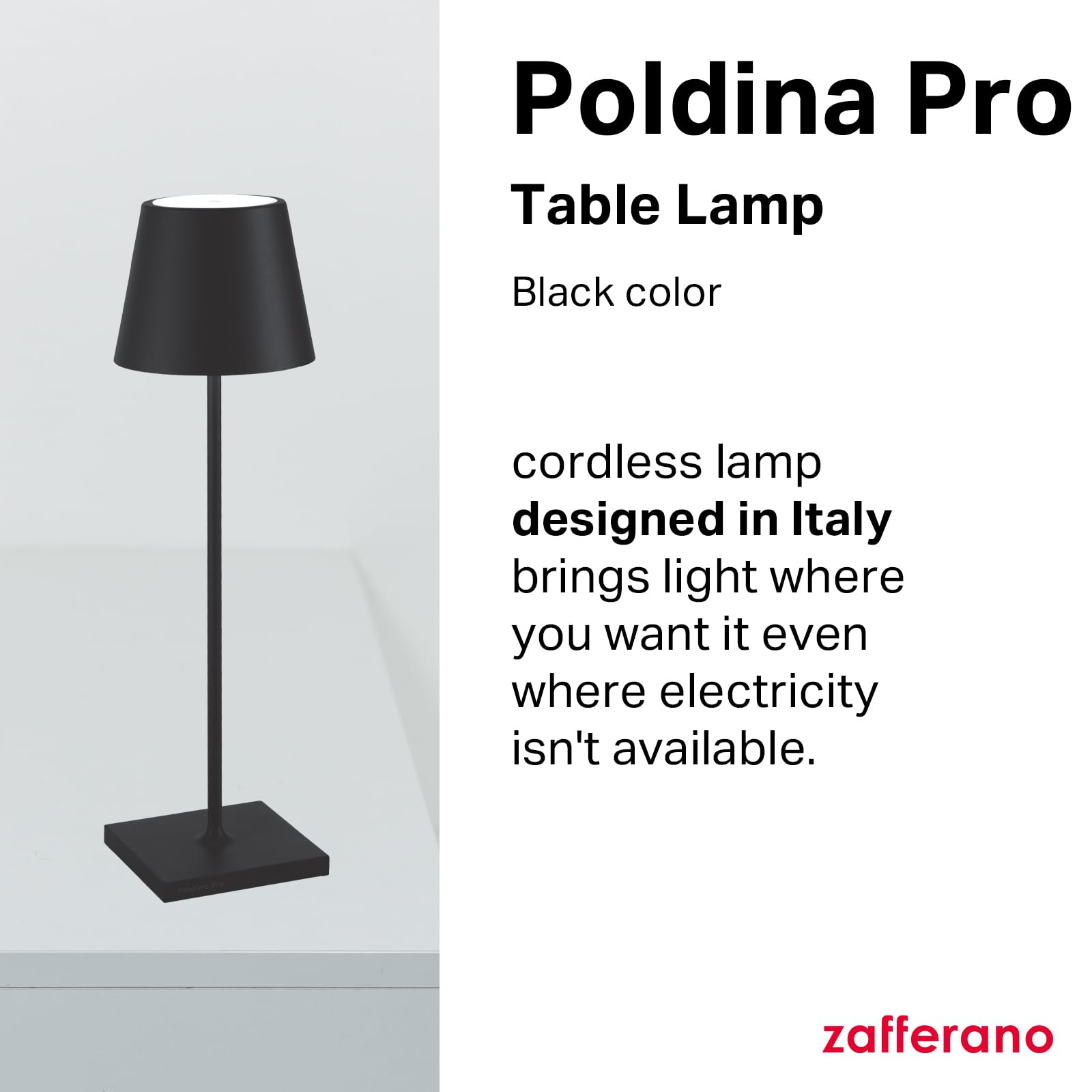 Zafferano Poldina Pro lamp warm glow at 2200K for cozy evenings.
