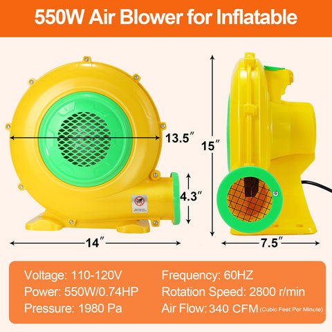 ZAFIED blower UL and ETL certified for safe inflatable operation.