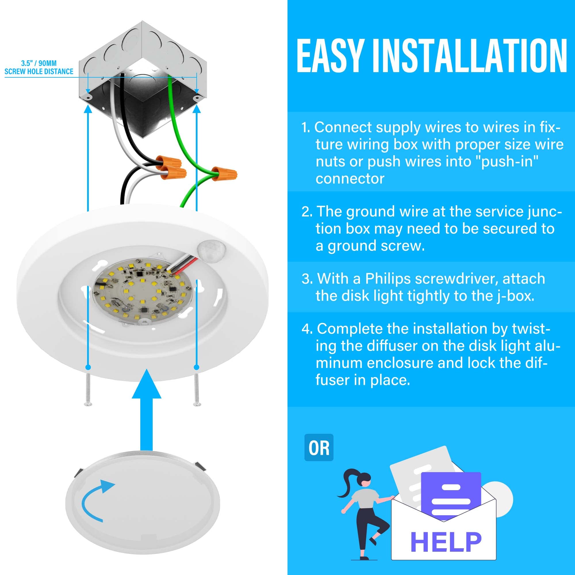 ZAGO LED 6-inch ceiling light has flush mount for low-profile installation.