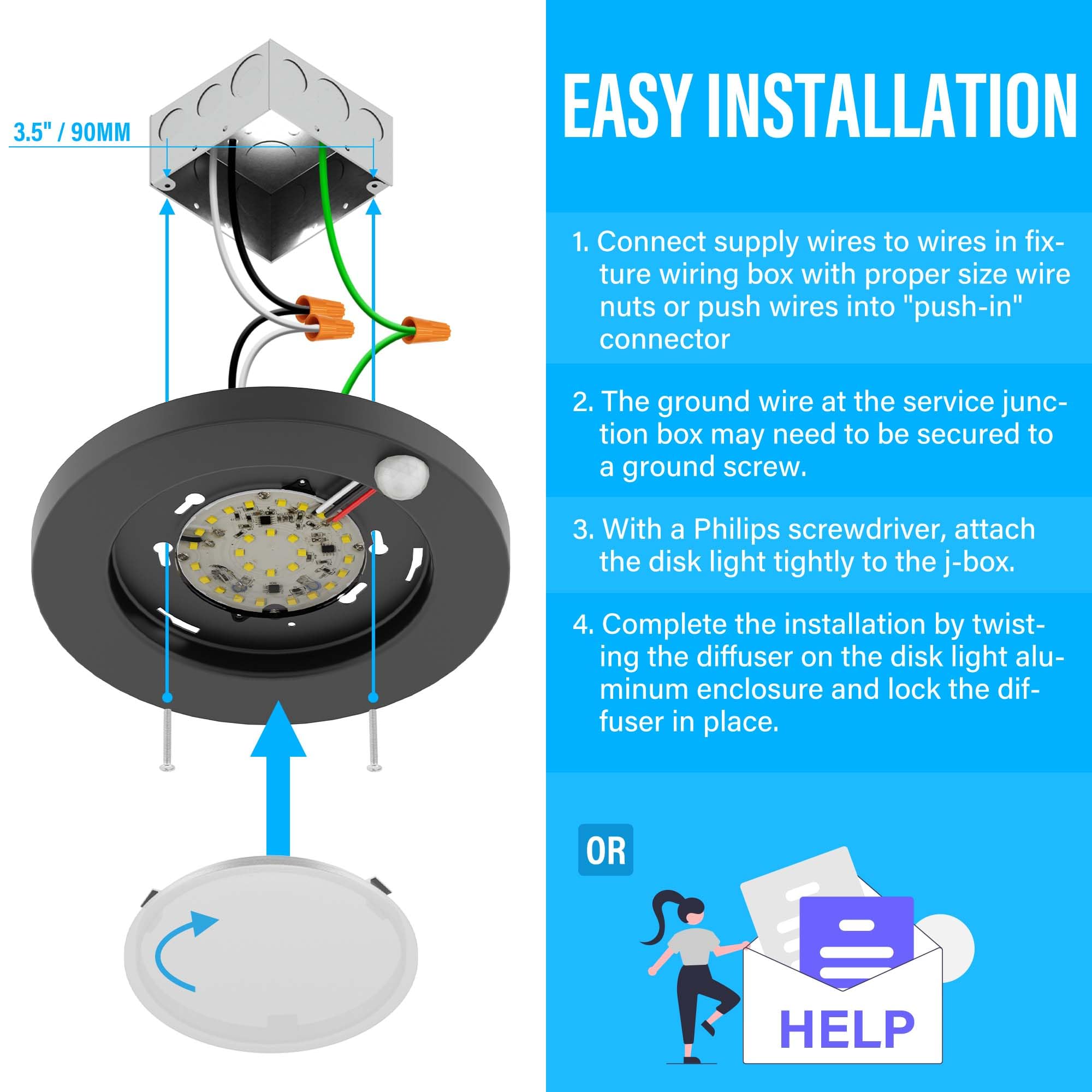 ZAGO LED 6-inch closet light with PIR motion detects movement up to 32 feet