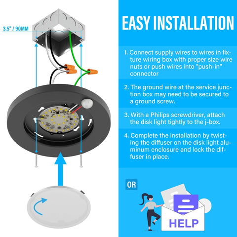 ZAGO LED 6-inch closet light with PIR motion detects movement up to 32 feet