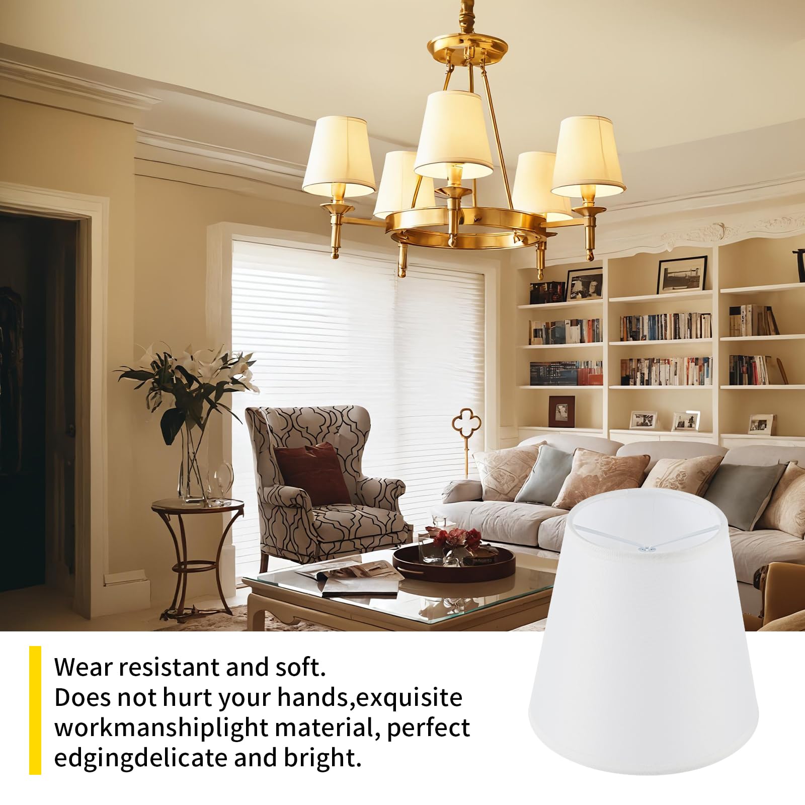 Zapanopan traditional white shade adds timeless decor to living rooms.
