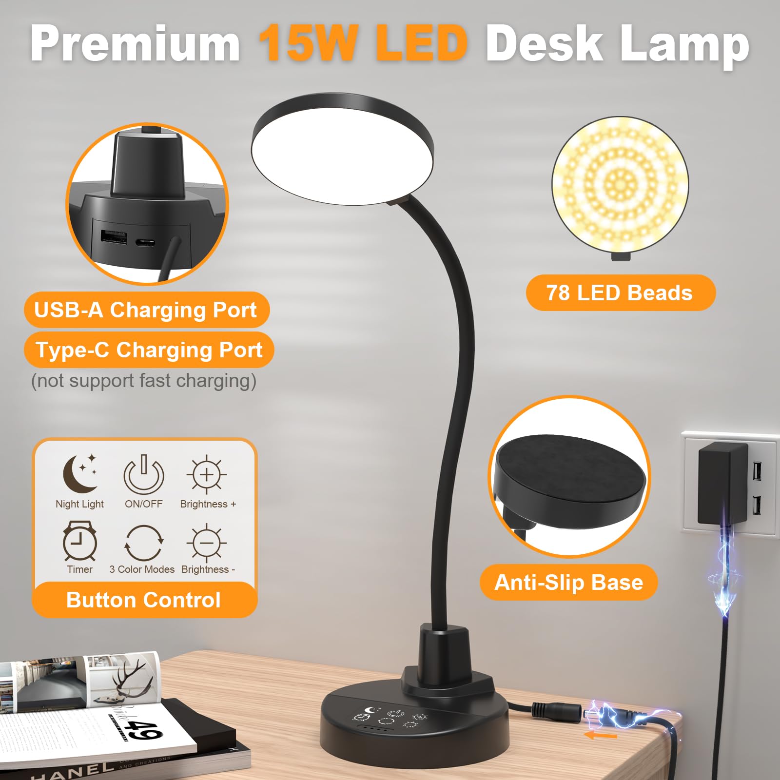 ZapLit space-saving desk lamp suitable for small rooms or dorms
