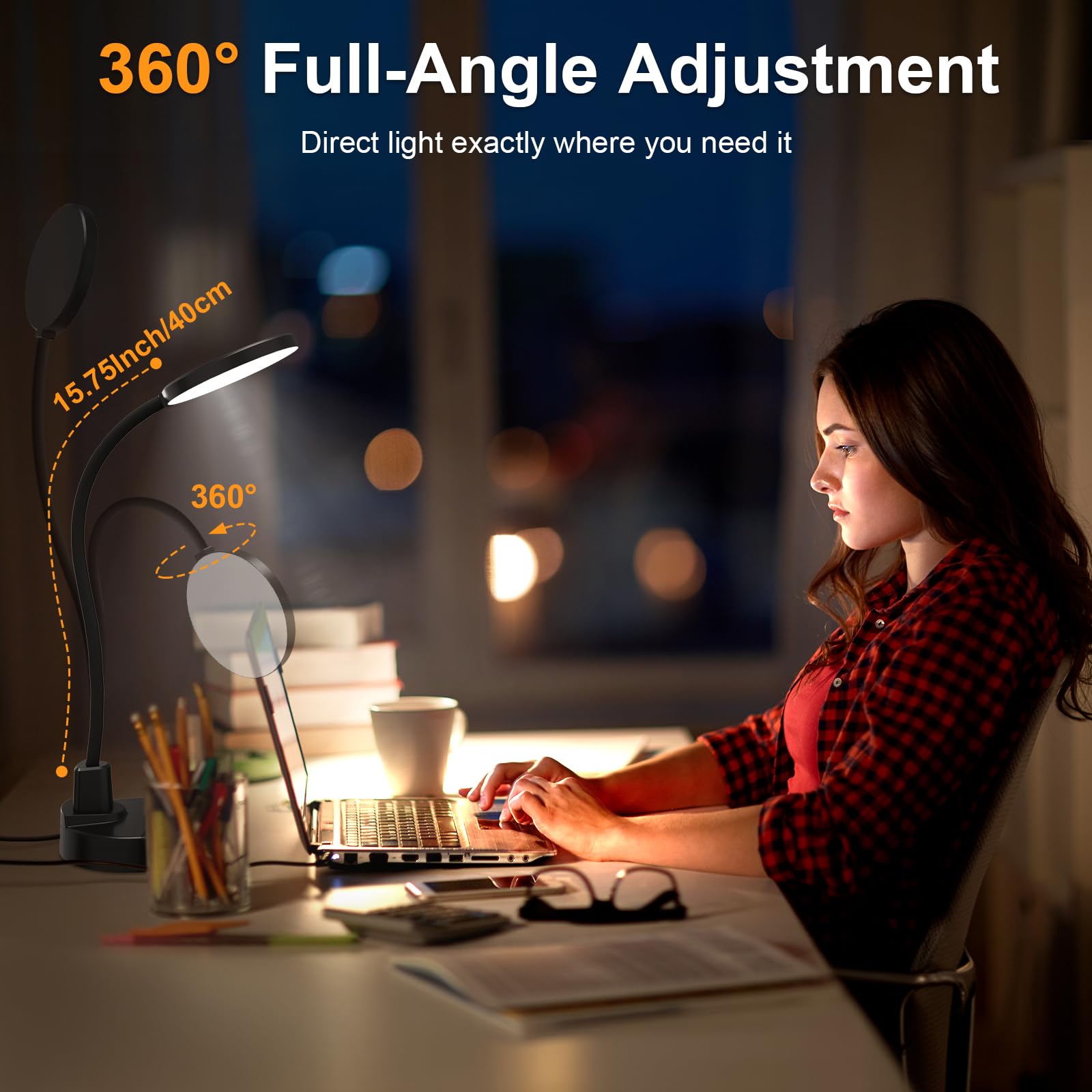 ZapLit desk lamp USB-A and USB-C ports for device charging
