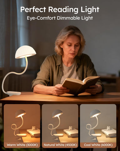 ZAPLIT touch-control clip base lets you adjust brightness without moving the lamp.